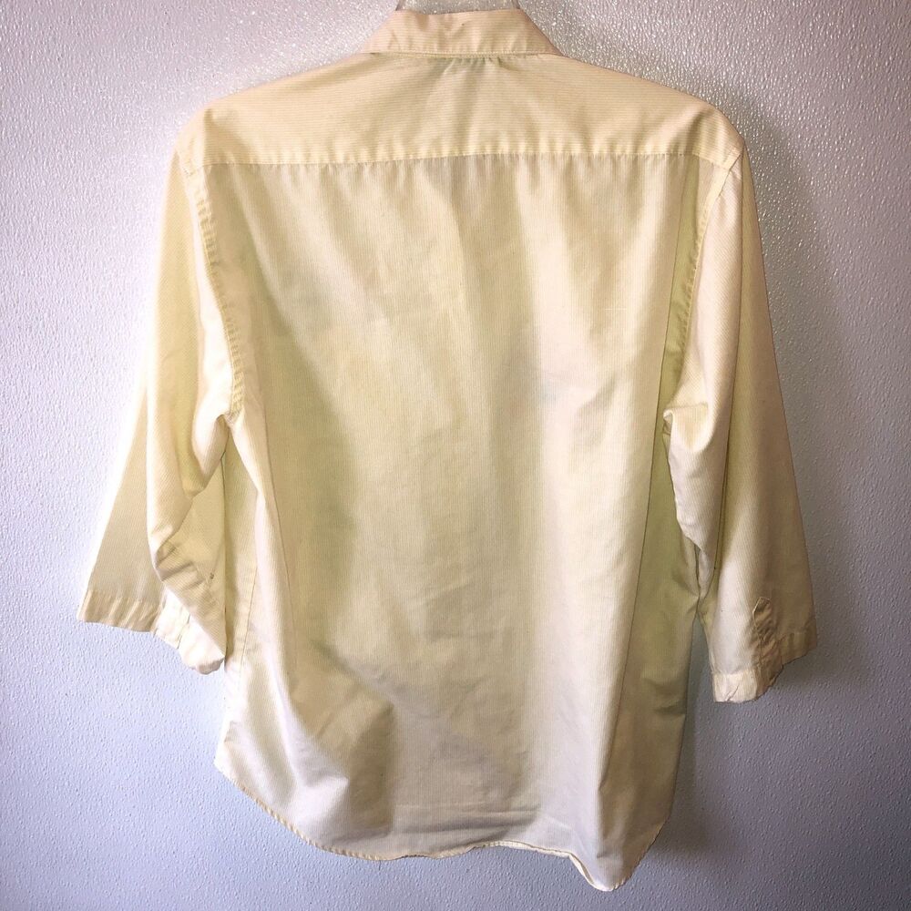 VTG Las Olas Womens Large Yellow Striped Butterfly Button Up Top Blouse Shirt L - Picture 8 of 12